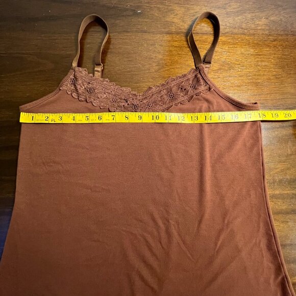 Cato Brown Lace Trim Cami Stretchy Undershirt Classic Capsule Lightweight 14/16W - Picture 6 of 8